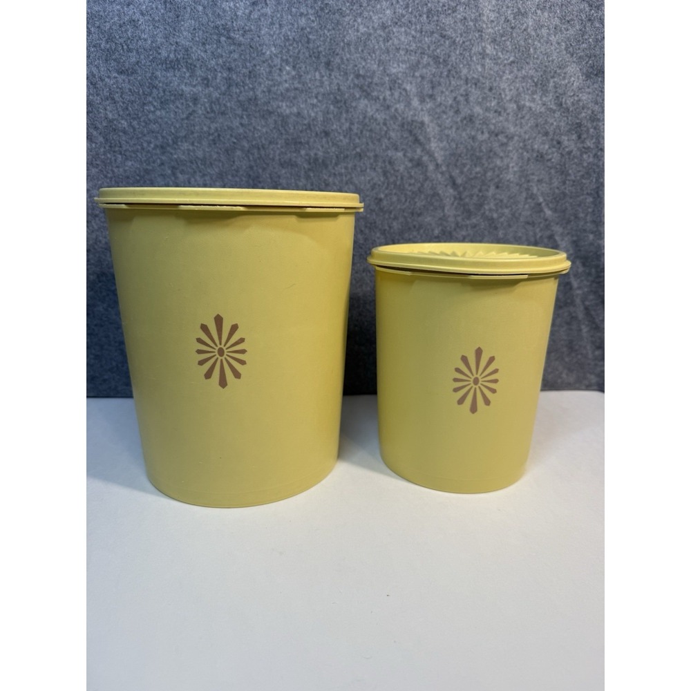 Vintsge 1970's Harvest / Daffodil Yellow  Servlier Canisters Lot Of 2